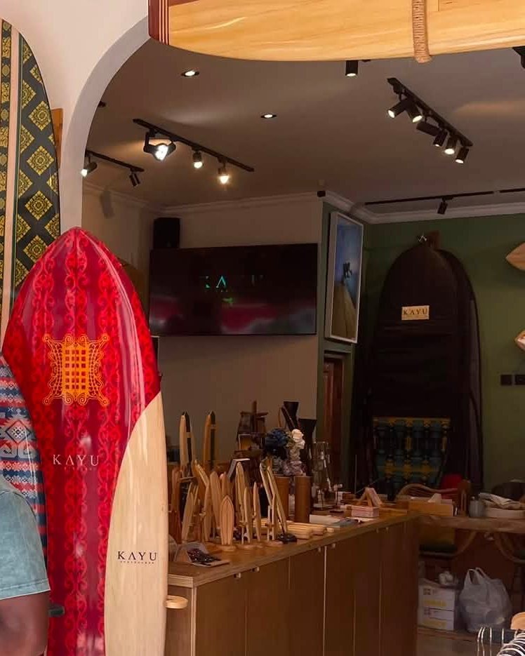 Inside the KAYU Surfboards showroom in Bali