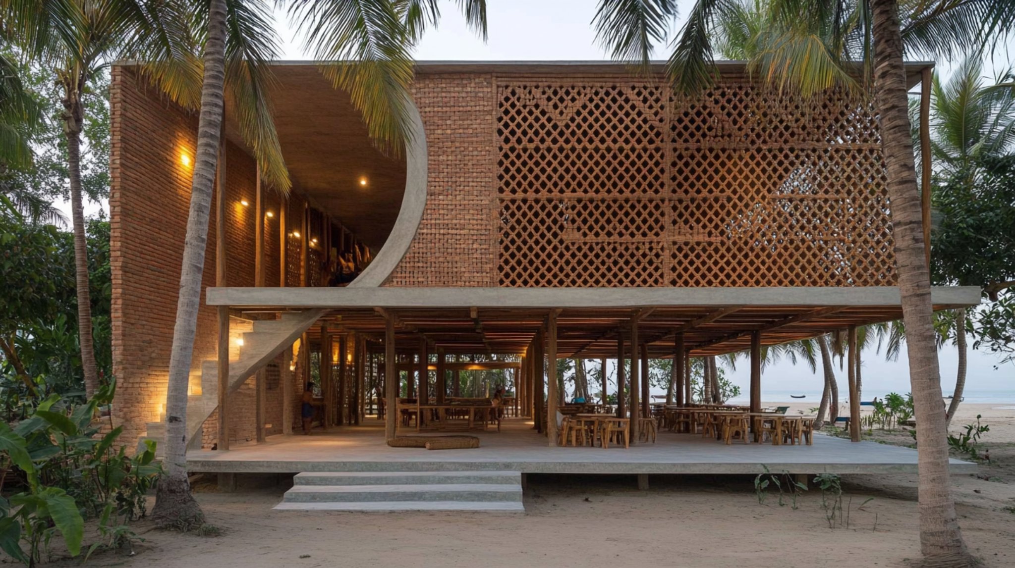 The Cox's Bazar Surf Hub exterior — Synthia Jahan Studio concept